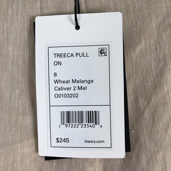 NWT Theory Linen Pants, Wheat Melage (Tan) - Picture 7 of 9